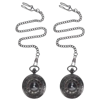2 предмета Винтажное ожерелье в стиле Стимпанк с черными римскими цифрами, кварцевый кулон, карманные часы в подарок