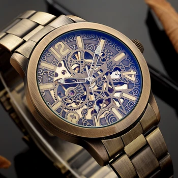 2020 Мужские часы Модные Винтажные Механические часы Мужские Автоматические Механические часы-скелет в стиле стимпанк из нержавеющей стали Shenhua