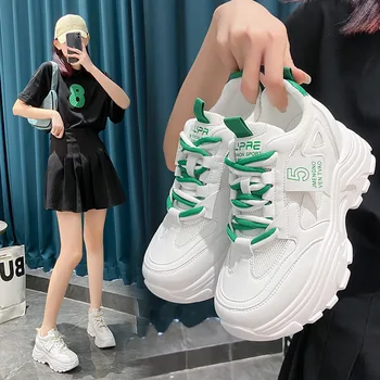 2023 Весна и осень Новая Корейская версия повседневной спортивной обуви Matsuke на толстой подошве со шнуровкой, Женская спортивная обувь оптом