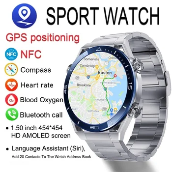 2024 Новые GPS Смарт-часы Мужские NFC Компас AMOLED HD Полный Сенсорный Экран ЭКГ + PPG Bluetooth Вызов IP68 Водонепроницаемые Спортивные Смарт-часы