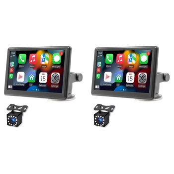 2X Портативное Беспроводное Крепление Для Приборной панели Carplay Screen, 7-дюймовый Сенсорный Автомобильный Стерео Bluetooth, FM-Автомагнитола, Камера заднего Вида, USB