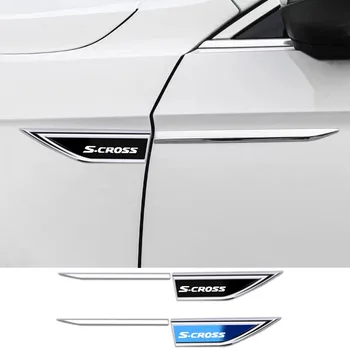 2шт Значок на боковом крыле двери автомобиля, защитная металлическая наклейка на кузов автомобиля для автоаксессуаров SUZUKI S-CROSS SCROSS