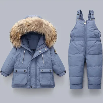 -30C, детские зимние куртки на утином пуху, комплекты одежды для комбинезонов 2023, детский зимний комбинезон для маленьких мальчиков и маленьких девочек, теплый комбинезон, пальто