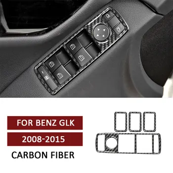 4 шт., кнопка управления подъемом окна автомобиля, наклейка для отделки панели из углеродного волокна для Mercedes Benz GLK 2008-2015, Аксессуары для интерьера авто