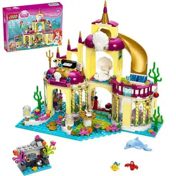 Aoger Disney Fit 41063 Принцесса Подводный Дворец Замок Русалка Подводный Дворец Эльза Друзья Строительные Блоки Кирпичи Игрушки Девочка