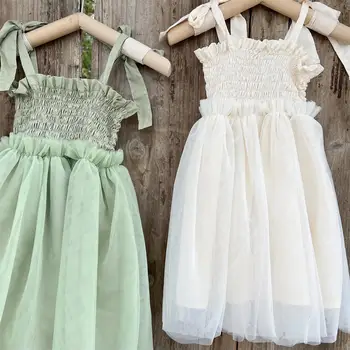 deer jonmi 2023 Летние платья принцессы для маленьких девочек из вуали с бантом, бальное платье для малышей, детское платье для вечеринки по случаю Дня рождения