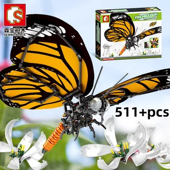 SEMBO butterfly blocks необычные игрушки Классическая креативная модель насекомых, фигурки, подарки на день рождения для мальчиков и девочек, украшения
