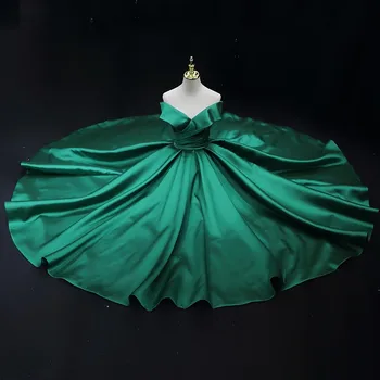 Бальное платье принцессы с открытыми плечами, зеленое свадебное платье Золушки, свадебные платья с корсетом сзади, женские вечерние платья