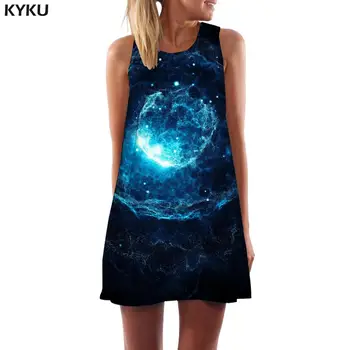Бренд KYKU Galaxy Dress Women Space Tank Universe Женские Платья Женская Одежда Повседневная Женская Крутая Мода