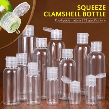 Бутылка многоразового использования разных размеров Пластиковые бутылки для лосьона с откидной крышкой из ПЭТ-пластика, контейнер для шампуня, прозрачный пустой флакон, новинка