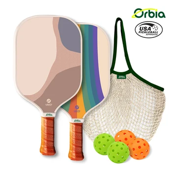 В набор Orbia Sports Pickleball Paddle входят 2 лопатки из углеродного волокна 4 шарика для маринада 1 Сумка для переноски Ракетки с сотовой сердцевиной
