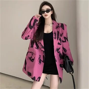 Взрывной Уличный маленький костюм Для женщин, весна-осень 2024, Новый Гонконгский стиль, высококачественная мода для отдыха, тренд на пальто с буквенным принтом
