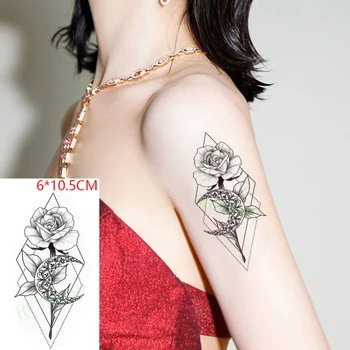 Водонепроницаемая Временная Татуировка Sticke Rose moon геометрической формы ins Body Art flash tatoo поддельная татуировка для Женщин Мужчин