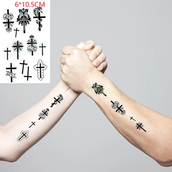 Водонепроницаемая временная татуировка наклейка ins комбинация крестов мультфильм вера молитва Боди Арт флэш тату поддельная татуировка для женщин мужчин