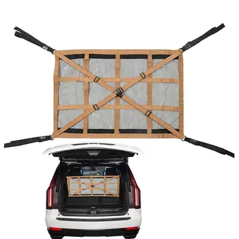 Двухслойная грузовая сетка на потолке автомобиля Карманный органайзер для хранения на крыше автомобиля Несущая сетка для грузовых автомобилей Аксессуары для интерьера внедорожников