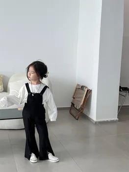 Детская одежда с разрезными расклешенными подтяжками для девочек, повседневная детская одежда в корейском стиле