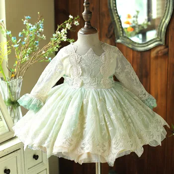 Детское праздничное платье на первый год жизни, детское свадебное платье, кружевное платье в стиле 