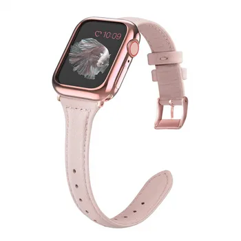 Для Apple Watch ремешок 38 мм 40 мм 42 мм 44 мм ремешок из натуральной кожи с мягким защитным чехлом из ТПУ для iWatch серии 4 3 2 1