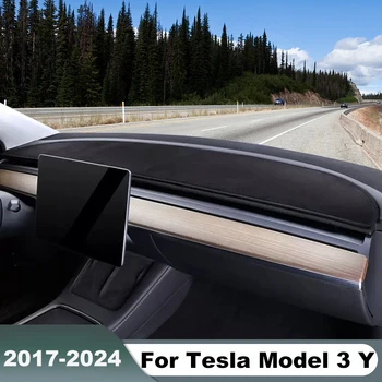 Для Tesla Модель Y Модель 3 2017-2022 2023 2024 Крышка Приборной Панели Автомобиля Коврик Ковры Избегайте Света Нескользящая Накладка Протектор Аксессуары