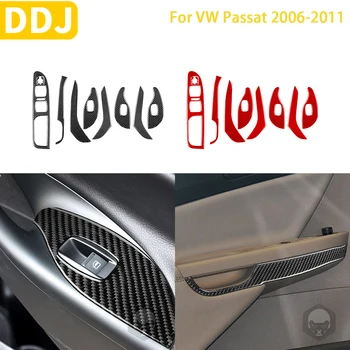 Для Volkswagen VW Passat 2006 2007 2008 2009 2010 2011 Аксессуары Из углеродного волокна, комплект подъемной панели внутренней двери автомобиля, наклейка для отделки