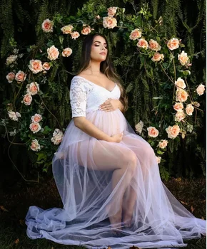 Женские платья для беременных для фотосессии Сексуальное тюлевое платье для фотосъемки беременных Длинное платье для фотосъемки беременных женщин