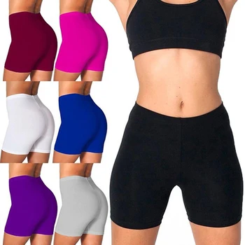 Женские шорты для йоги с контролем талии и живота, черные компрессионные шорты для бега на велосипеде, тонкие эластичные колготки для спортзала