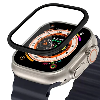 Защитная пленка для экрана для Apple Watch Case Ultra 49 мм Аксессуары Металлическая рамка из алюминиевого сплава + HD закаленное стекло iWatch Case 49 мм