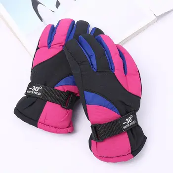Зимние детские лыжные перчатки для мальчиков и девочек, зимние сноубордические теплые детские перчатки, водонепроницаемые утепленные варежки, согревающие пальцы, от 8 до 14 лет