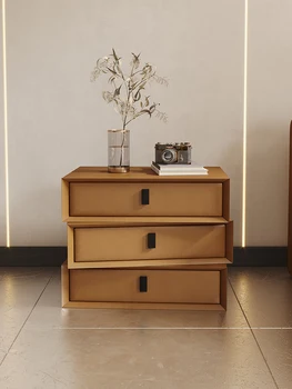 Итальянский минималистичный и роскошный прикроватный столик, кожаная спальня, современный прикроватный шкаф для хранения вещей