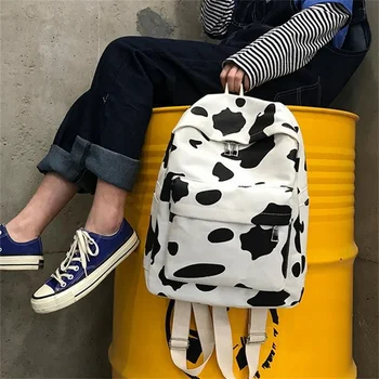 корейский женский рюкзак из холста с рисунком Коровы, школьные рюкзаки для девочек-подростков, Сумка для книг Mochila, Повседневная дорожная сумка, рюкзак