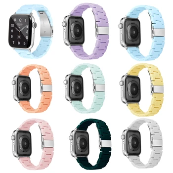 Красочный Ремешок из Смолы для Apple Watch Серии 8 7 6 5 4 3 2 SE 40 44 мм С Откидной Застежкой Ремешок Для Часов Iwatch Ultra 41 мм 45 мм 40 44 мм