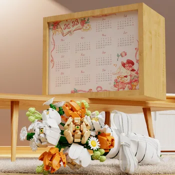 Креативная идея Мебель для дома Строительный кирпич Вечный Цветочный блок Красивая игрушка-флорист с фоторамкой для подарка для девочек