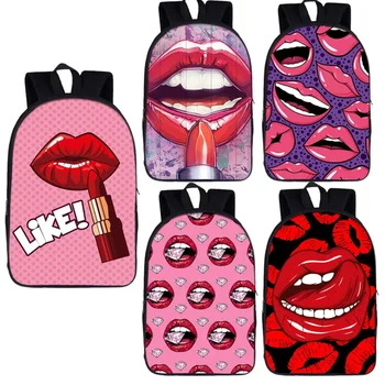 Креативный рюкзак с принтом сексуальных губ, Женский Мужской рюкзак для путешествий, школьные сумки для девочек и мальчиков, Подростковая сумка для ноутбука, Повседневный рюкзак