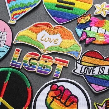 ЛГБТ-нашивки, вышитые нашивки на одежде, гей-нашивка Pride, железные нашивки для одежды, аппликация в радужные полосы на одежде, декор