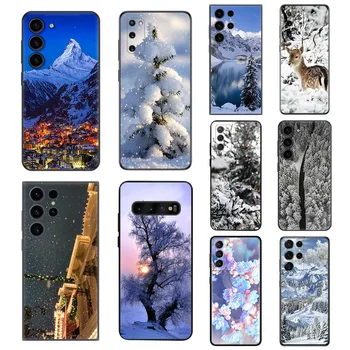 Ледяные Горы Снег Силиконовые Черные Чехлы Для Телефонов Samsung Galaxy S23 Ultra 5G S22 S21 S20 FE Plus Note 20 10 9 8 S10 Lite Cover