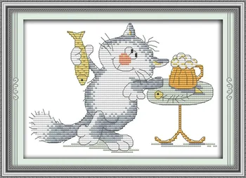 Любимый кот (2) набор для вышивания крестиком мультфильм 14 карат 11 карат количество аида холст стежки вышивка DIY рукоделие ручной работы плюс