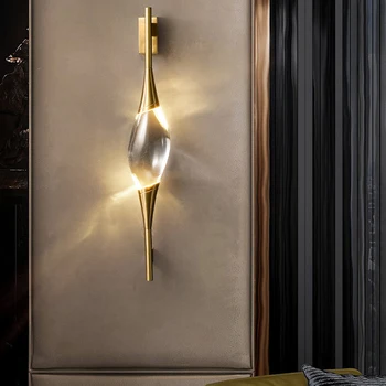 Медный хрустальный настенный светильник LED Nordic luxury living TV настенное украшение интерьера настенного бра креативные настенные светильники для спальни