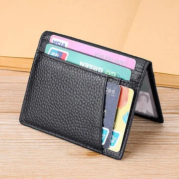 Мини-кошелек для кредитных карт, тонкий кошелек для карт, маленькие сумки для женщин, мужской кошелек, мягкий супертонкий кошелек, натуральная кожа