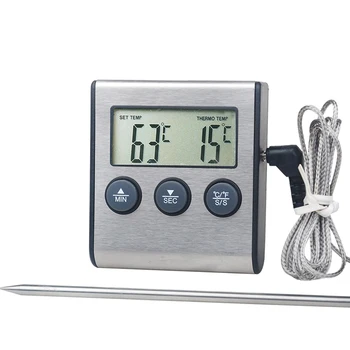 Мини Кухня TP700 Цифровой термометр для приготовления мяса Температура пищи Духовка Барбекю Гриль Функция таймера с датчиком из нержавеющей стали