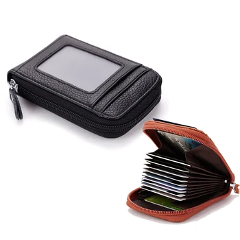 Мужской кошелек из натуральной искусственной кожи, держатель для кредитных карт, RFID-блокирующий карман на молнии, мужская сумка с несколькими картами