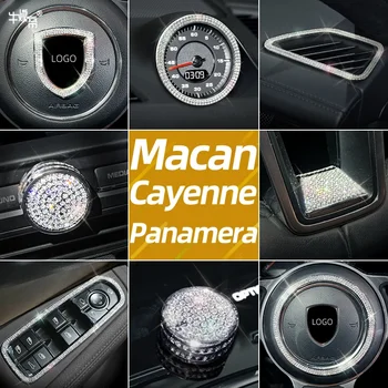 Наклейки для автомобильного интерьера, бриллиантовое украшение для-Porsche Cayenne Panamera 718 Macan Series, Автомобильные Защитные нашивки, аксессуары