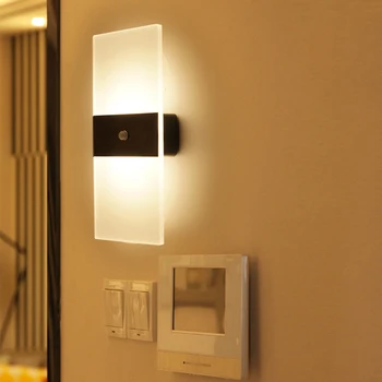 Настенный светильник с подзарядкой от USB, сенсорный выключатель, черно-белый светодиодный настенный светильник для дома, прикроватная тумбочка в спальне, современные ночные светильники в скандинавском стиле