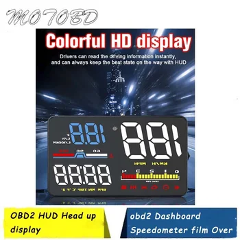 Новый автомобильный OBD2 HUD D5000, головной дисплей, 5-дюймовая пленка спидометра приборной панели Obd2, превышение скорости через OBD2