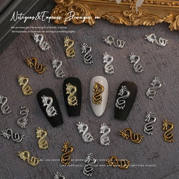 Новый дизайн ногтей, украшения в китайском стиле, Год Дракона, Винтажные Аксессуары из гальванического металлического сплава, Украшения для ногтей, Орнамент для ногтей