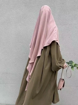 Новый мусульманский Длинный Химар-Хиджаб, Однотонный с никабом, Головной убор, исламская одежда, Мусульманские комплекты, Шарф для одежды Abaya Dubai