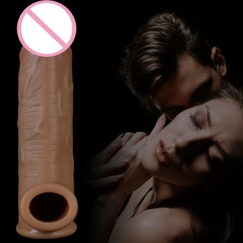 Презерватив с суперреалистичной кожей, задерживающий эякуляцию, рукав для члена, Увеличивающий мужской член, секс-игрушки для мужчин, кольцо для пениса