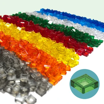 Прозрачный строительный блок Tile1x1 MOC Детали Красочные кирпичные игрушки для детского творчества Pixel Art Совместимость 3070 300 шт./лот