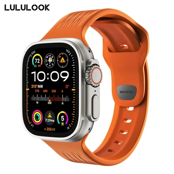 Ремешок для спортивных часов LULULOOK FKM для Apple Watch Band 49/45/44/42 мм Водонепроницаемый ремешок для iWatch серии 9/8 /Ultra 2 /Ultra/7/6/ SE / 5 / 4