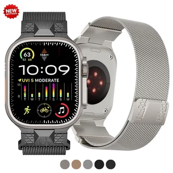 Ремешок с Миланской Петлей для Apple Watch Band Ultra 2 49 мм 9 8 7 45 мм Металлический Магнитный Браслет для iWatch 6 5 4 3 2 SE 44 мм 42 мм Ремень