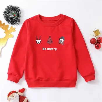 Рождественские свитшоты для маленьких девочек, пуловеры с длинными рукавами и буквенным принтом из мультфильмов, топы, детская осенне-зимняя одежда